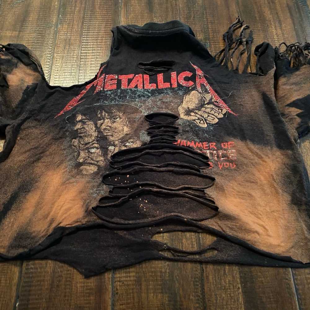 Vintage Single Stitch Metallica Cropped Tee Size … - image 5