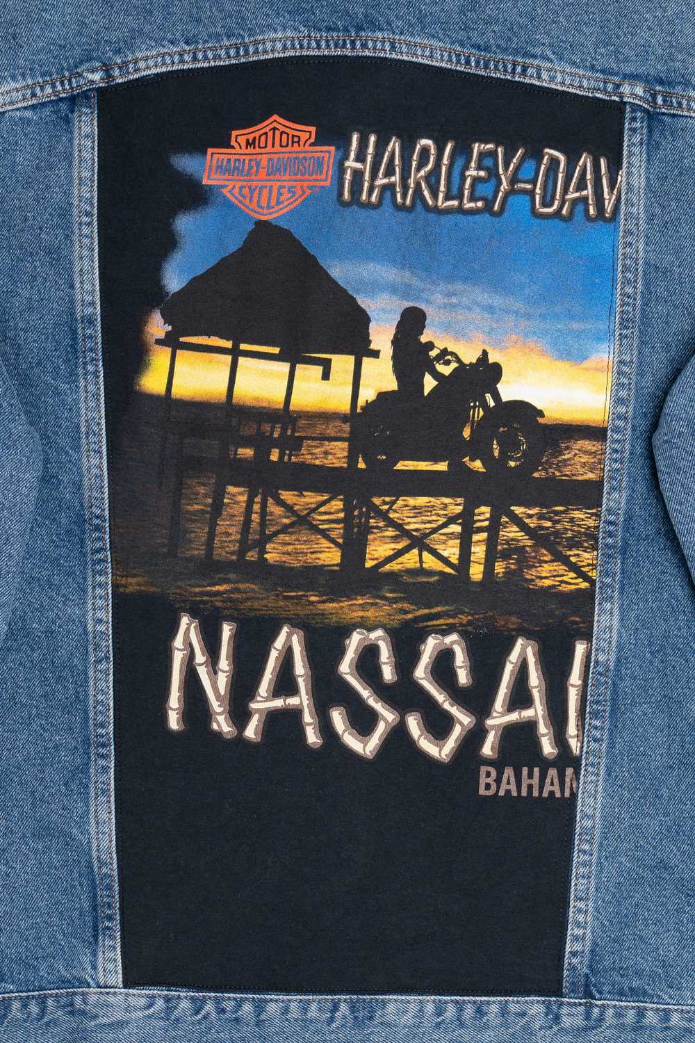 Upcycled Harley Davidson Sunset Back Patch Denim … - image 3