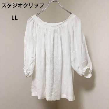 【LL】Cut-sew Studio Clip Blouse Puff Sleeve Top