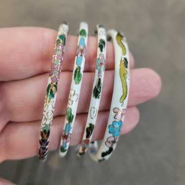 Vintage Stunning set of 4 Cloisonne Bangle Bracel… - image 1