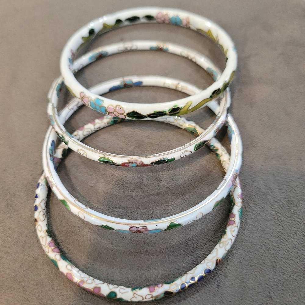 Vintage Stunning set of 4 Cloisonne Bangle Bracel… - image 3