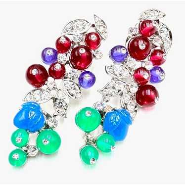 Catwalk Jon Womens Earrings Multicolor Rhinestone 