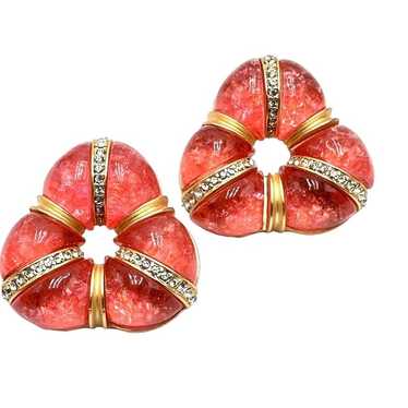 Catwalk Jon Womens Earrings Pink Resin Matte Gold… - image 1