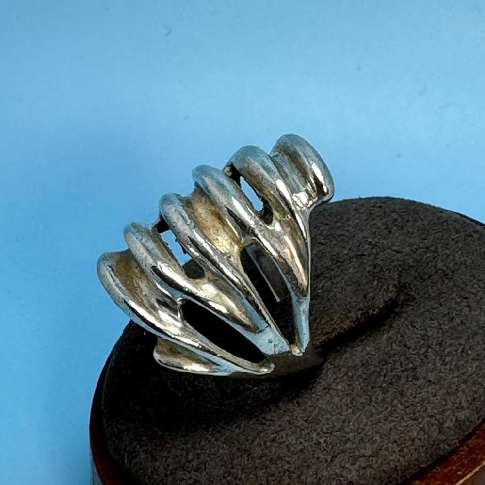 VTG Solid Sterling Silver 925 Multiband Look Wavy… - image 2