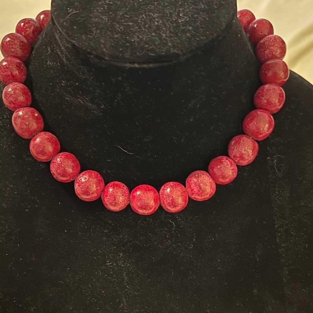 Genuine Blood Red Coral like Necklace/Hawaiian ci… - image 3