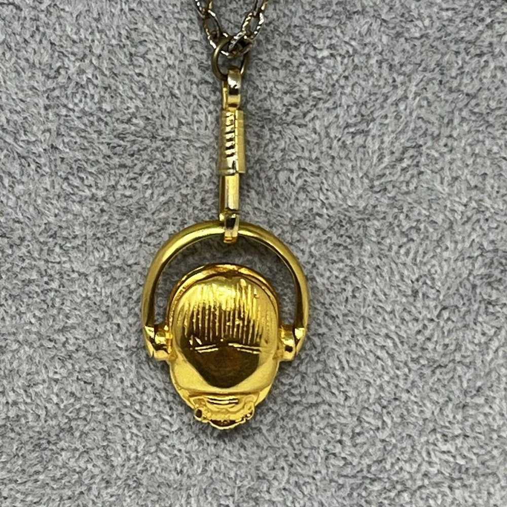 Vintage Gold Tone Beetle Pendant Necklace Egyptian - image 2