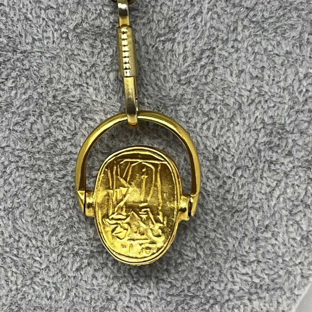 Vintage Gold Tone Beetle Pendant Necklace Egyptian - image 3