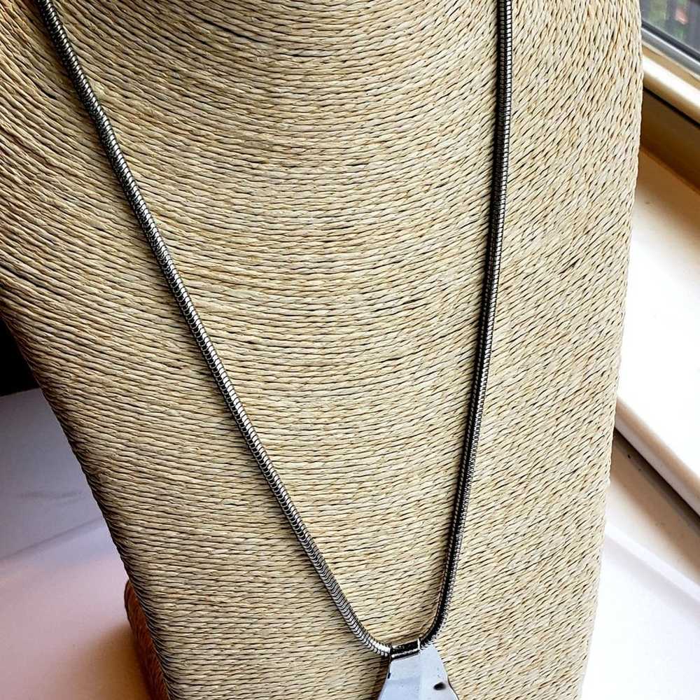 Polished Silver Tone Modernist Necklace - image 6