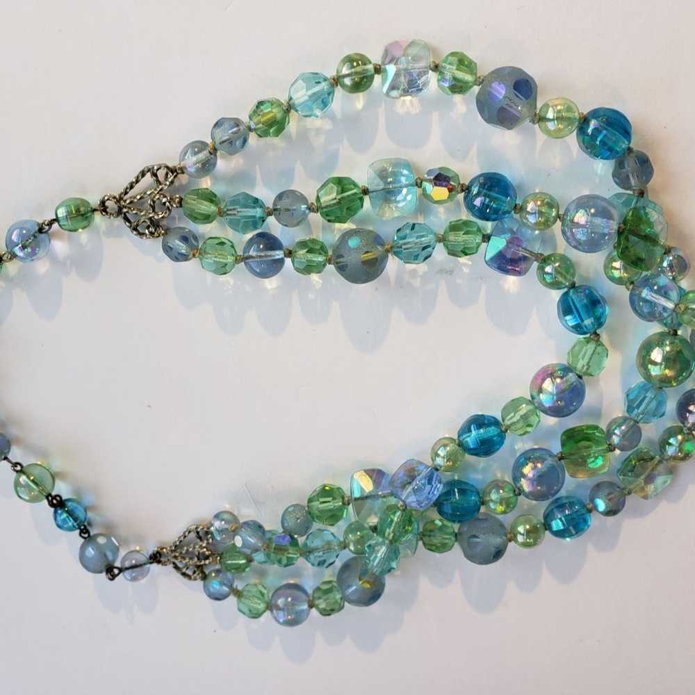 Carnival Glass 3 Strand Bead Necklace - image 2