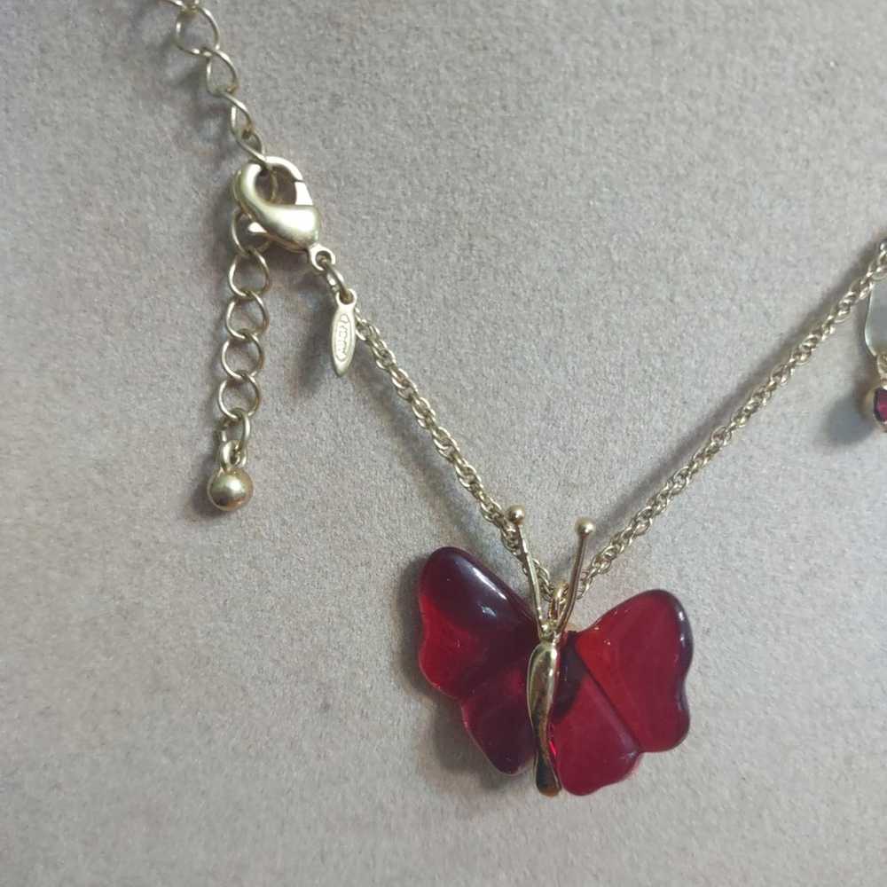 Vintage Avon Glass Butterfly Necklace & Earing set - image 11