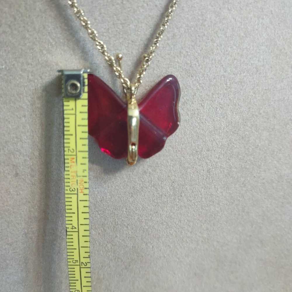 Vintage Avon Glass Butterfly Necklace & Earing set - image 8