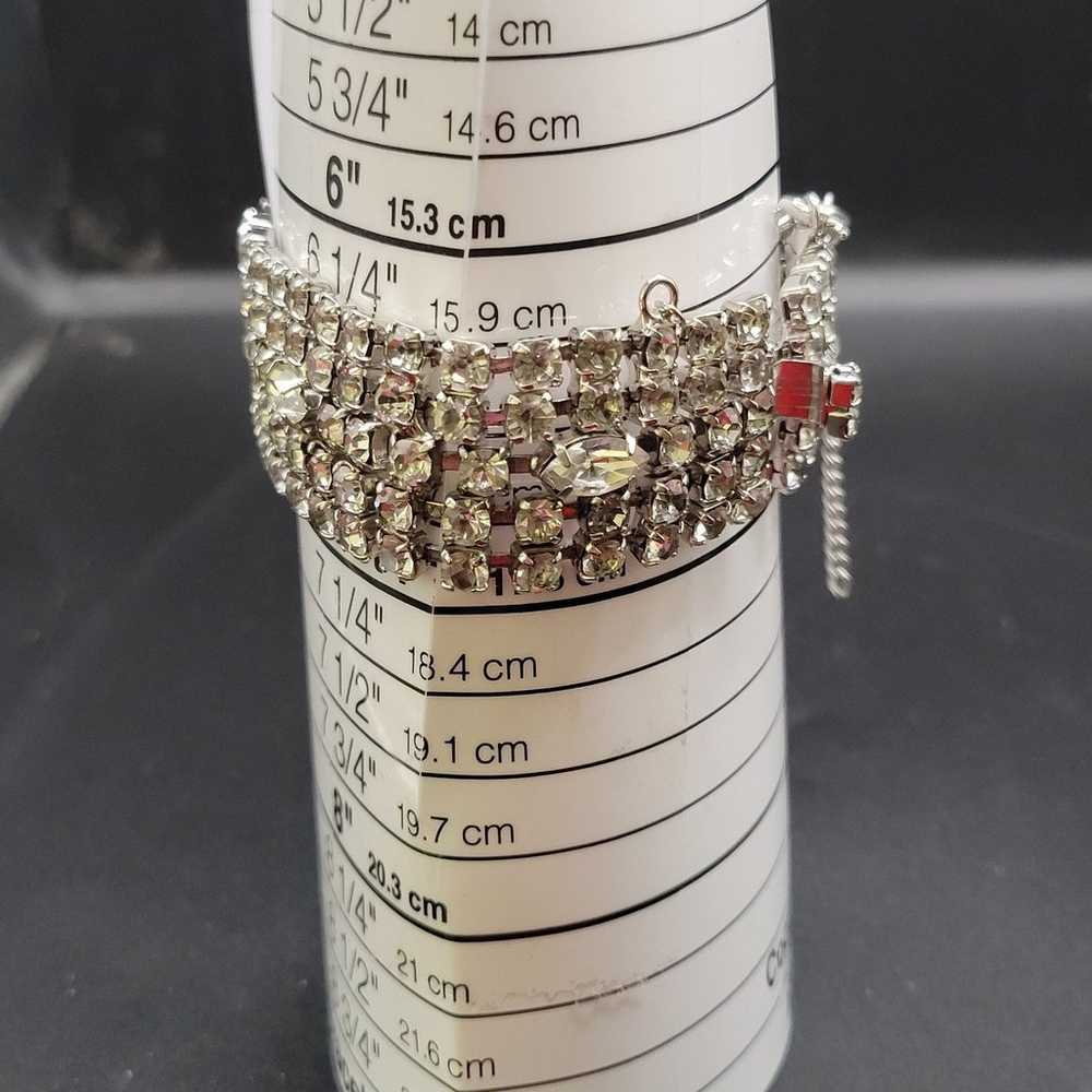 Vintage Clear Glass Rhinestone Large Bracelet - image 11