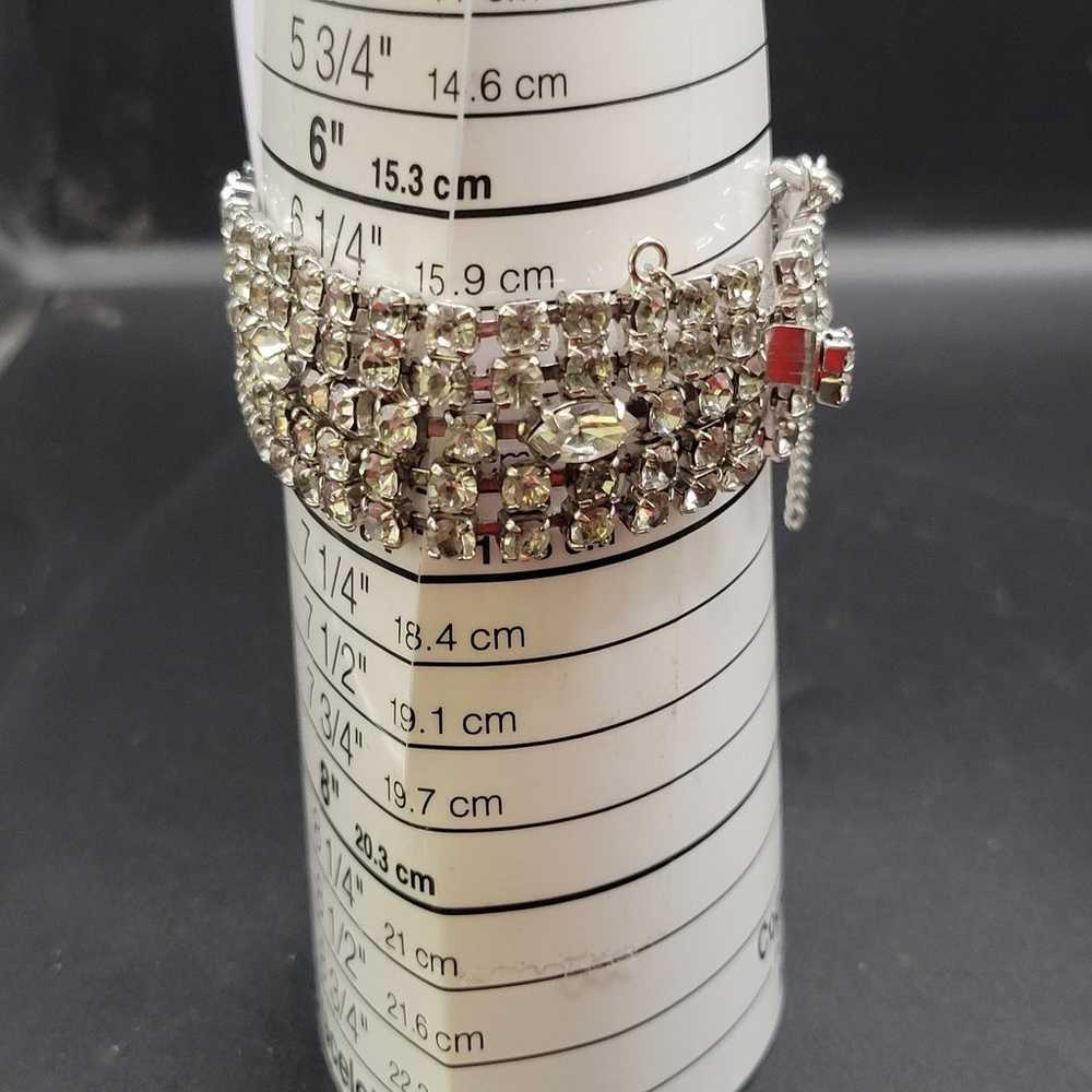 Vintage Clear Glass Rhinestone Large Bracelet - image 12