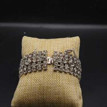 Vintage Clear Glass Rhinestone Large Bracelet - image 1