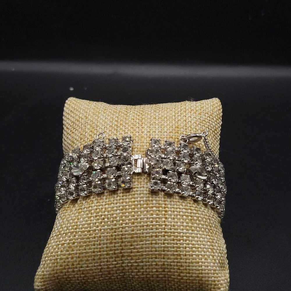 Vintage Clear Glass Rhinestone Large Bracelet - image 2