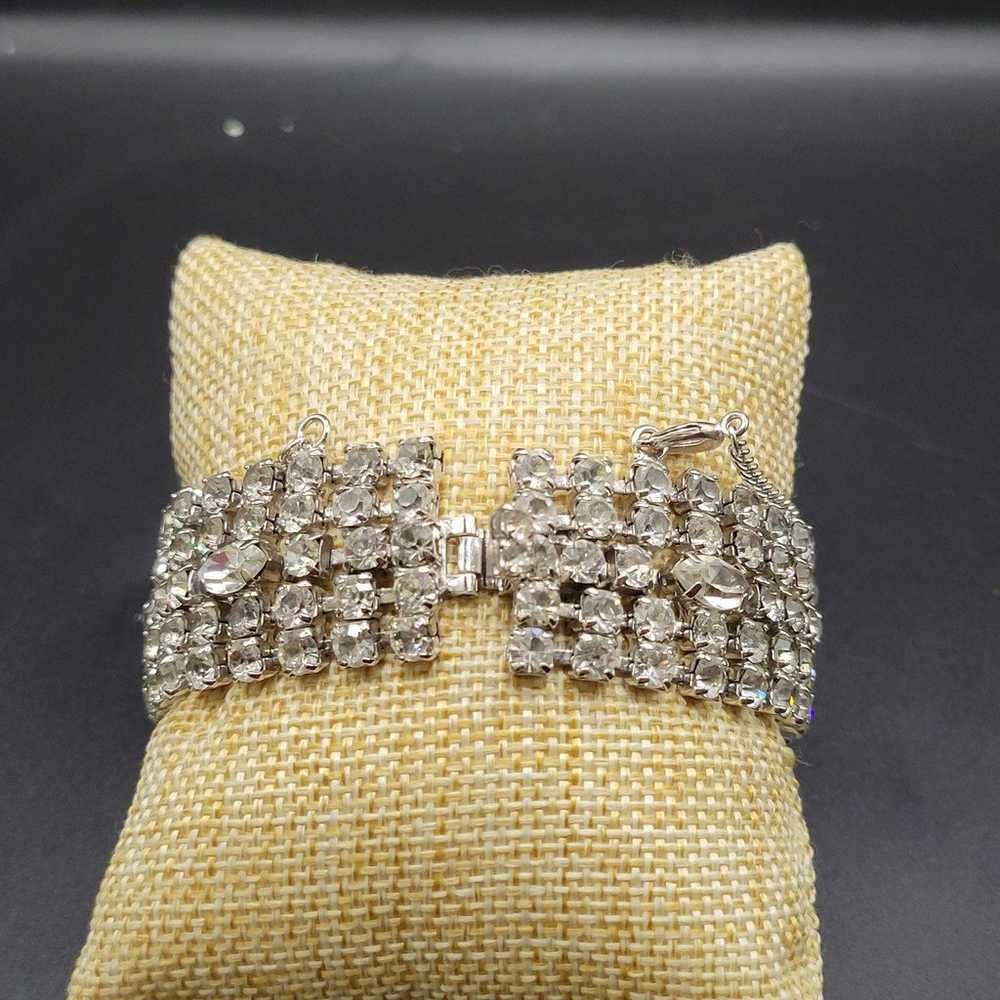 Vintage Clear Glass Rhinestone Large Bracelet - image 3