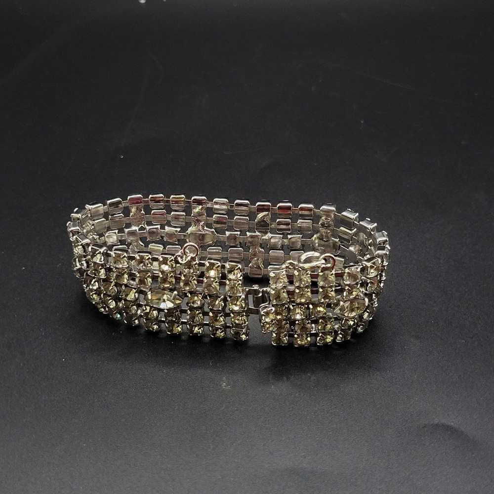 Vintage Clear Glass Rhinestone Large Bracelet - image 9