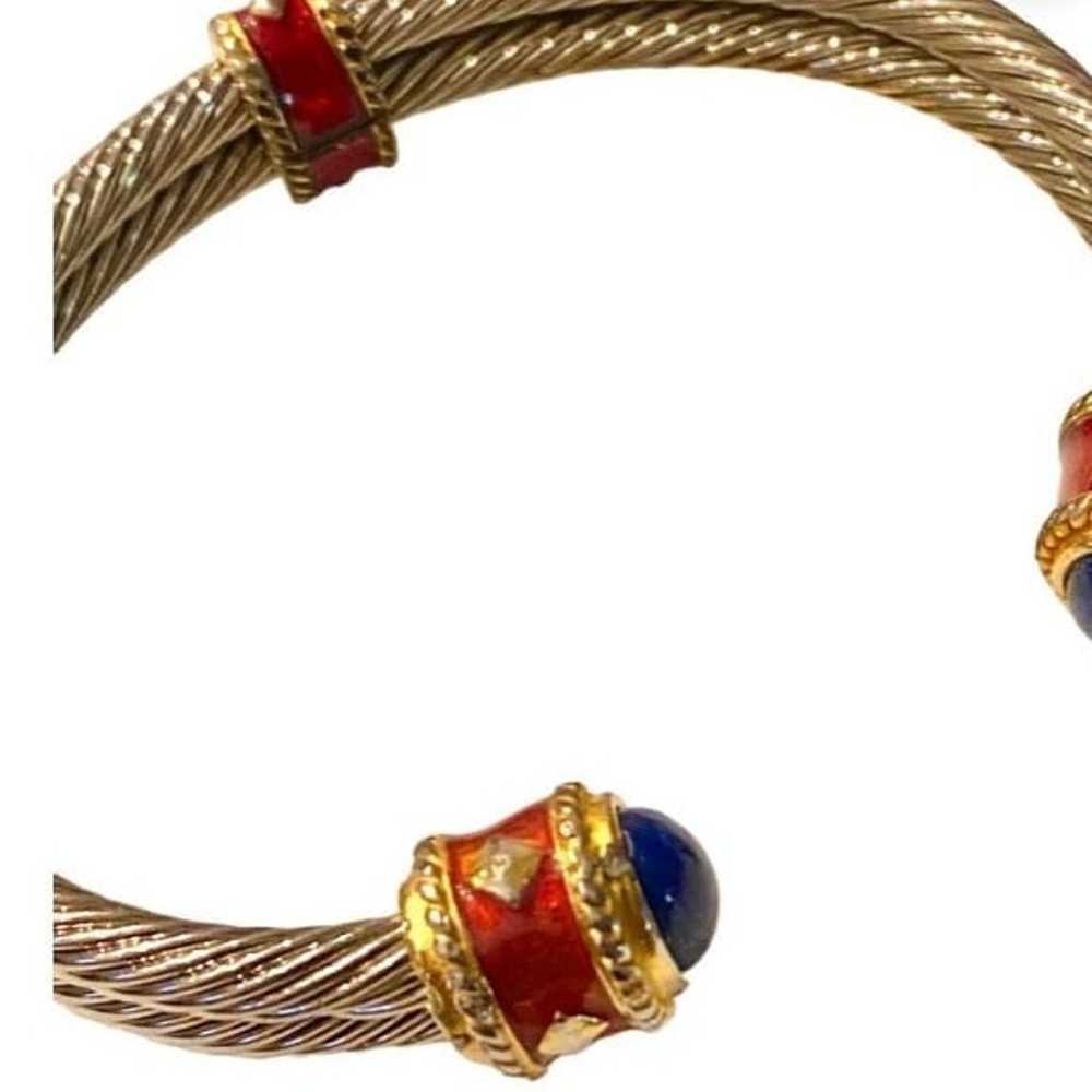 RARE VINTAGE BAROQUE TWISTED CABLE BLUE LAPIS/RED… - image 4