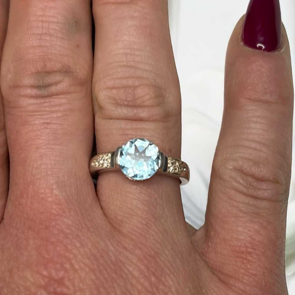 Beautiful Vintage Sterling Silver 925 Aquamarine … - image 3