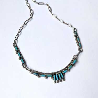 Vintage turquoise necklace sterling silver Native… - image 1