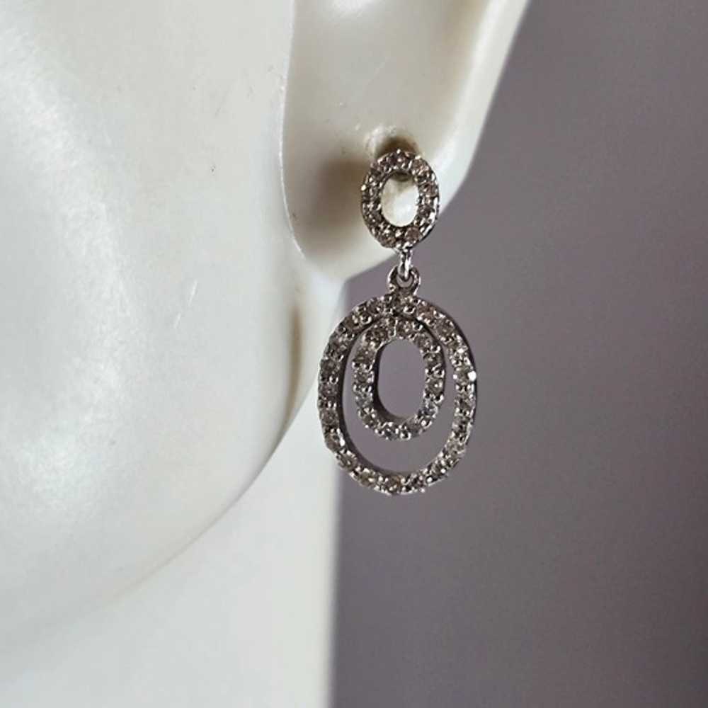 Pr of Womens Vintage Estate 14K White Gold Diamon… - image 1