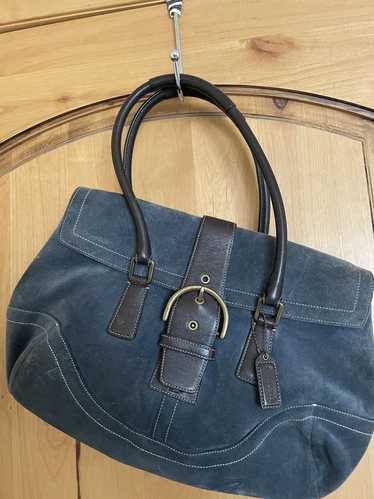 Coach Coach Hampton Blue Suede Buckle Satchel - Vi