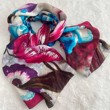 Showa retro stole vintage floral colorful flashy