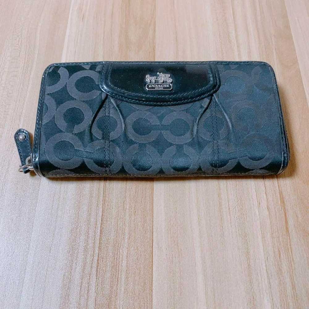 coach, coach, long wallet, signature, black - image 2