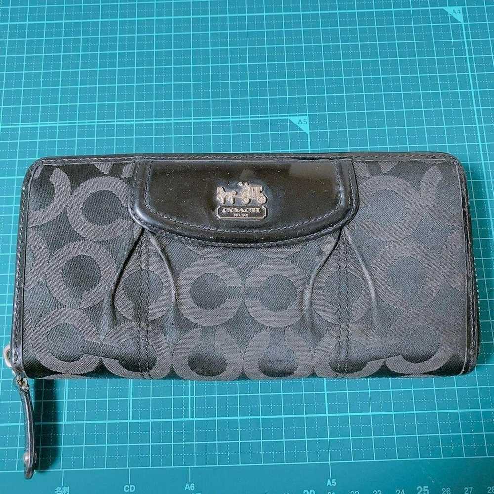 coach, coach, long wallet, signature, black - image 7