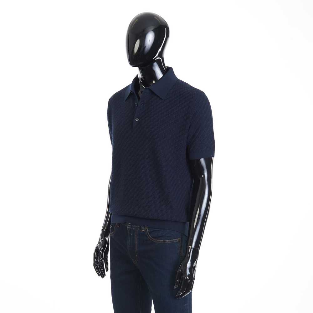 Brioni Navy Blue Polo Shirt - Trama Weave Cotton … - image 2