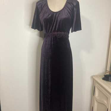 Vintage 90s velvet dress maxi purple - image 1