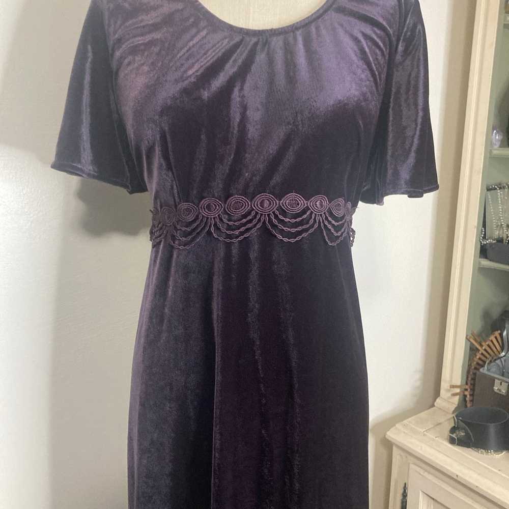 Vintage 90s velvet dress maxi purple - image 3