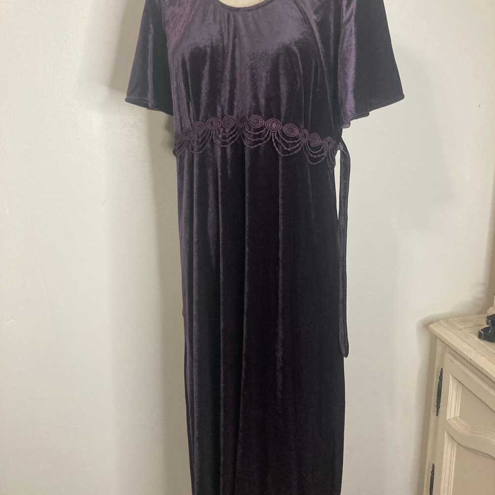 Vintage 90s velvet dress maxi purple - image 5