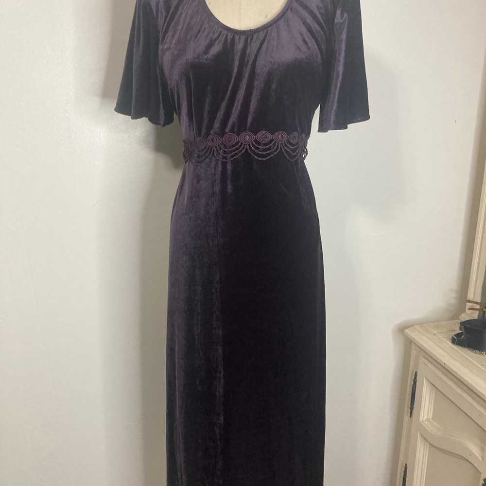 Vintage 90s velvet dress maxi purple - image 6