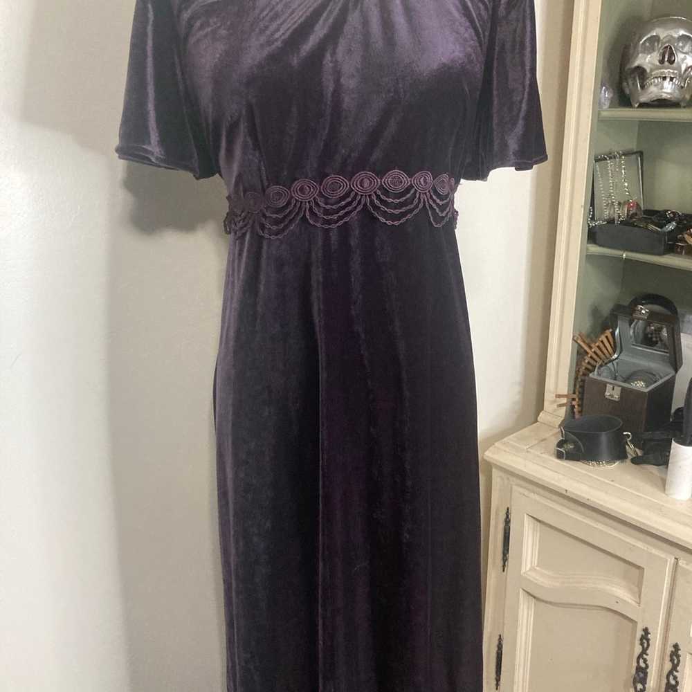 Vintage 90s velvet dress maxi purple - image 7