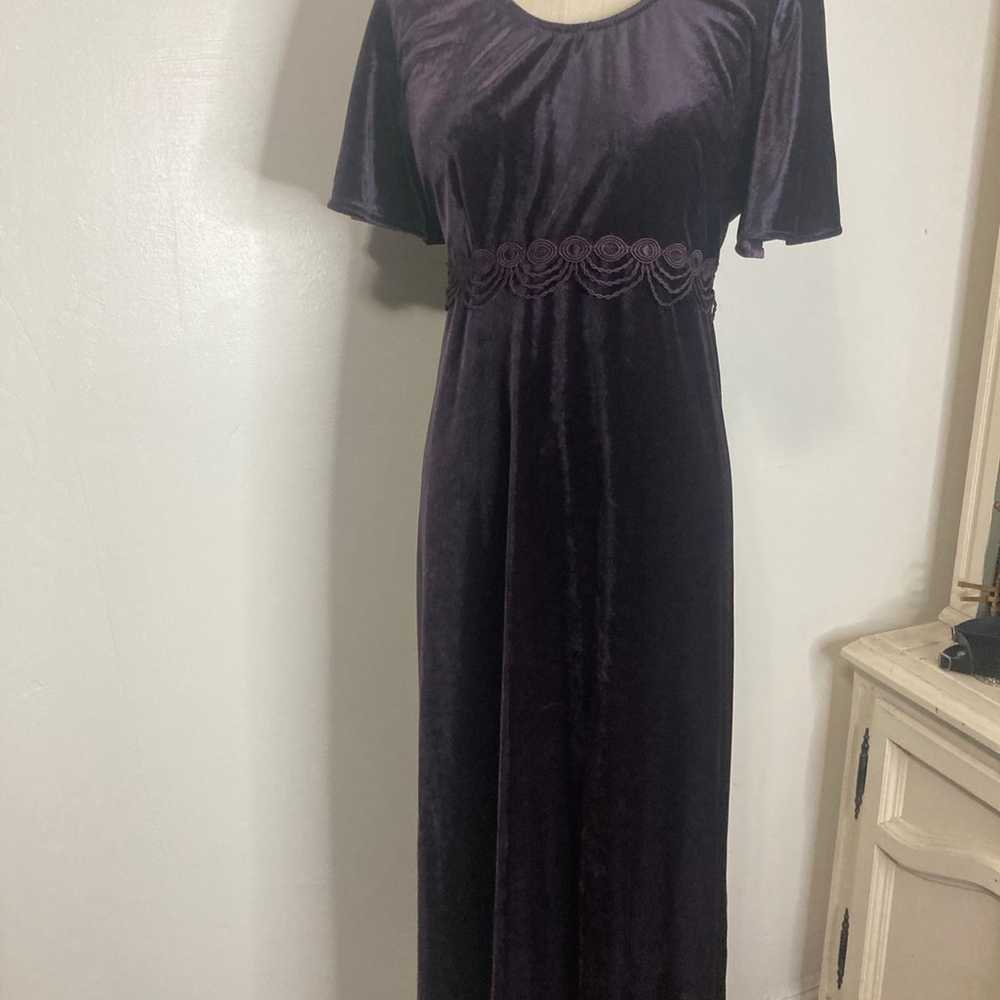 Vintage 90s velvet dress maxi purple - image 8