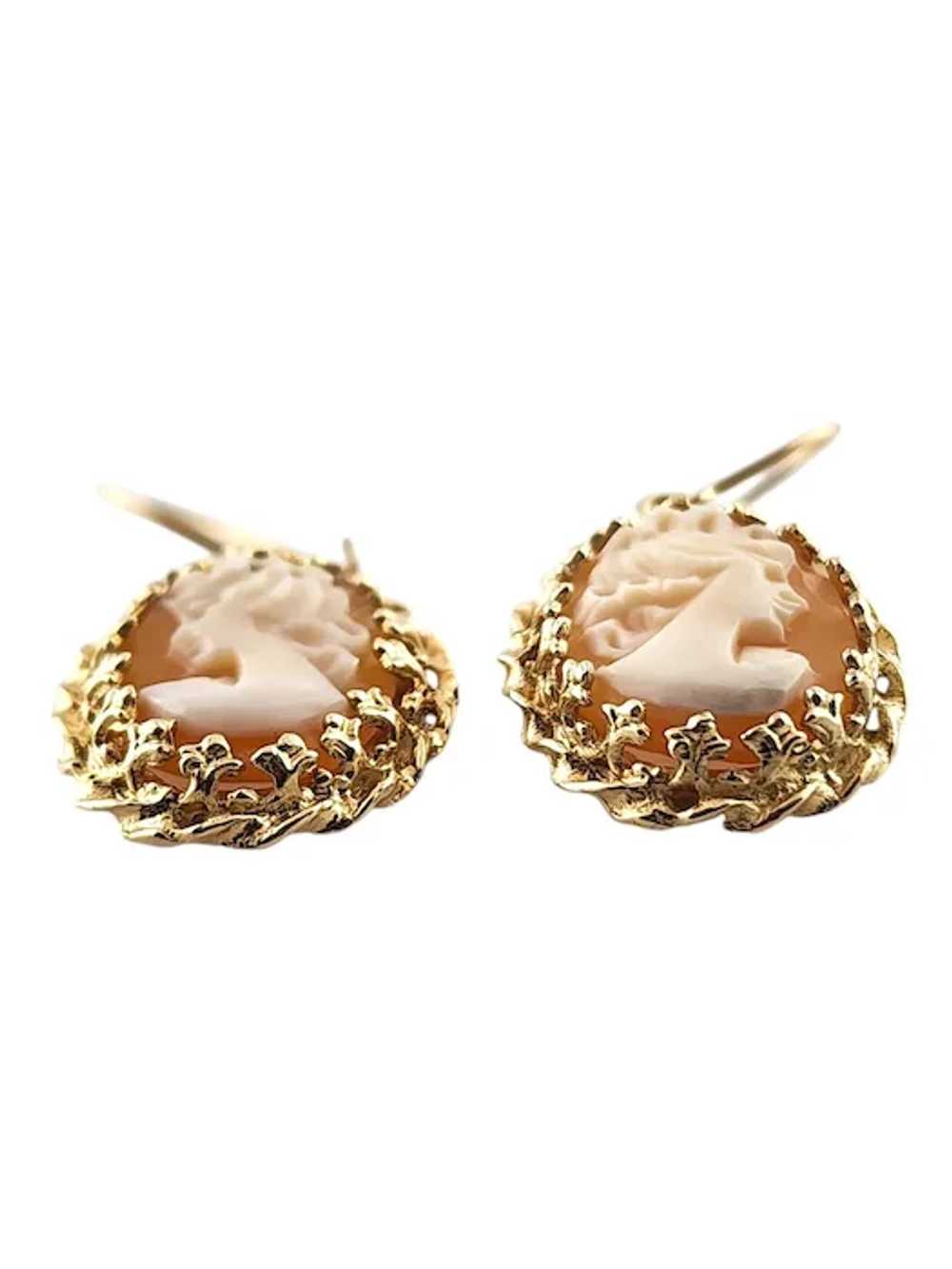 14 Karat Yellow Gold Cameo Dangle Earrings #18574 - image 3