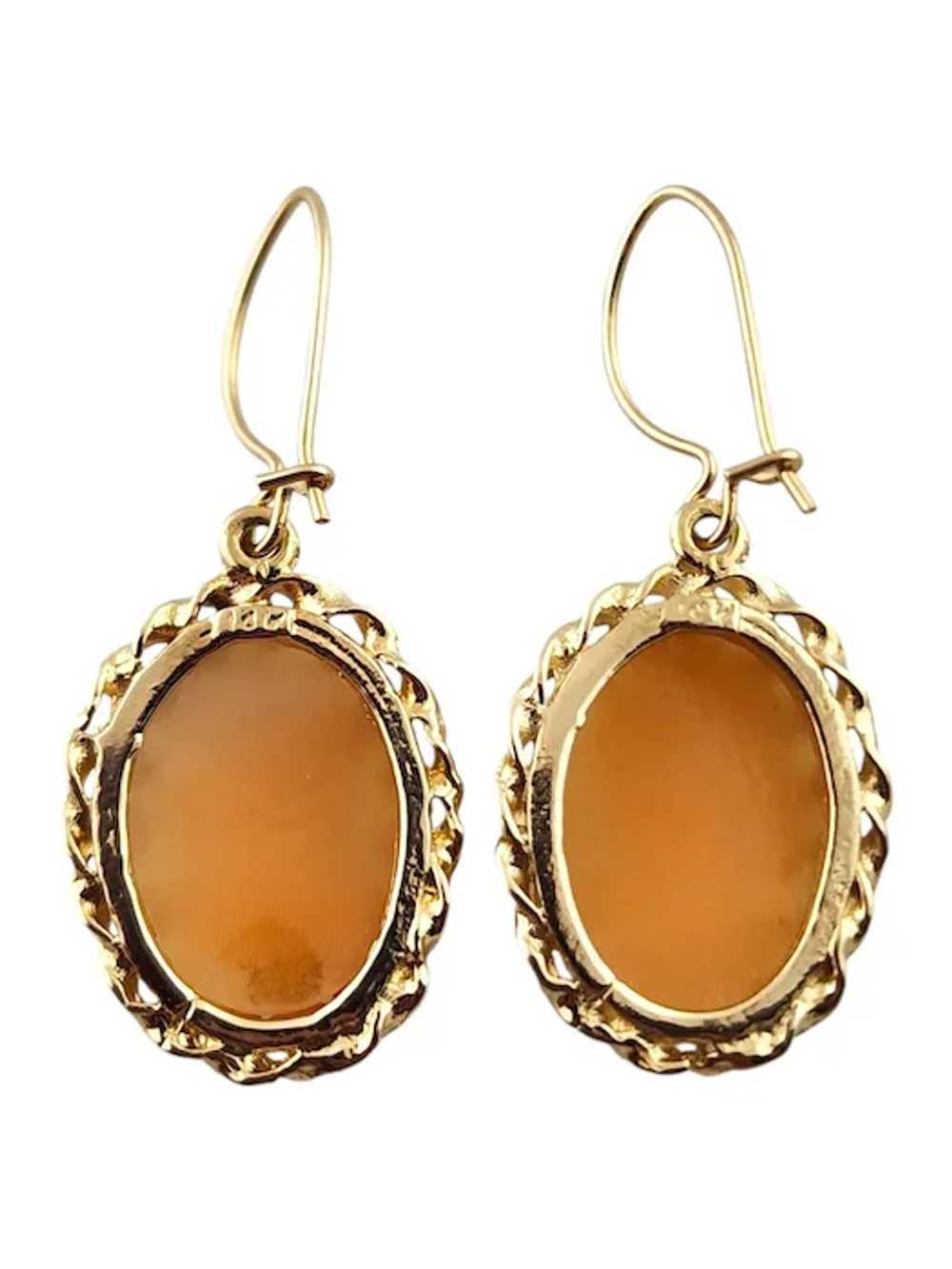 14 Karat Yellow Gold Cameo Dangle Earrings #18574 - image 5