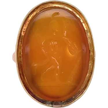 Antique 14K Yellow Gold Carnelian Intaglio Ring