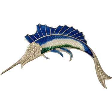 Sterling Silver Turquoise cheapest Inlay Swordfish Pin from Mexico +