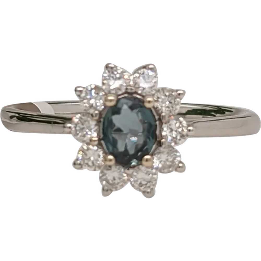 Pretty Alexandrite Ring in Solid 14K White Gold w… - image 1