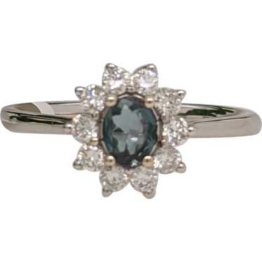 Pretty Alexandrite Ring in Solid 14K White Gold w… - image 1