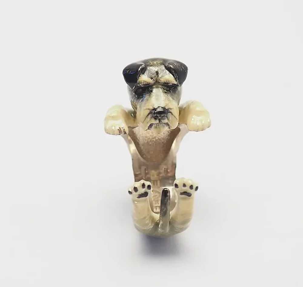 Schnauzer Dog enamel sterling silver fun open ban… - image 2