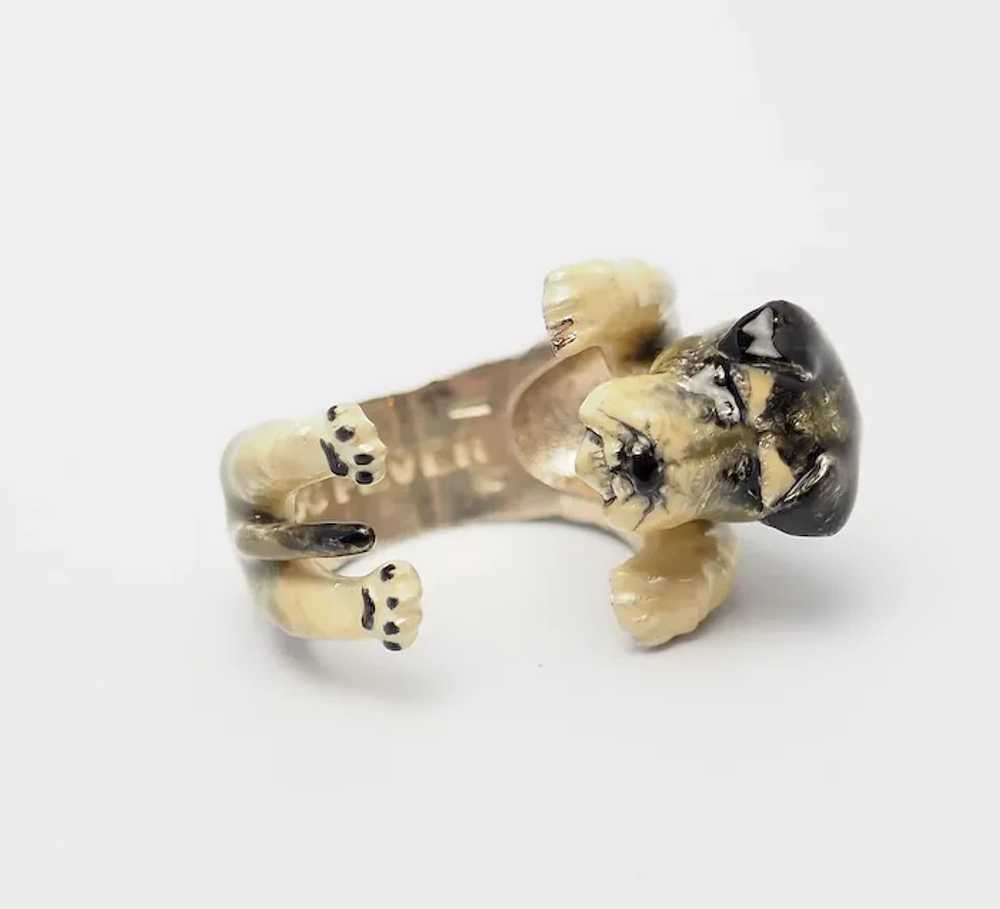 Schnauzer Dog enamel sterling silver fun open ban… - image 3