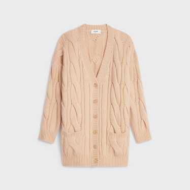 Celine o1bcso1str0824 Cable-Knit Long Cardigan Cas