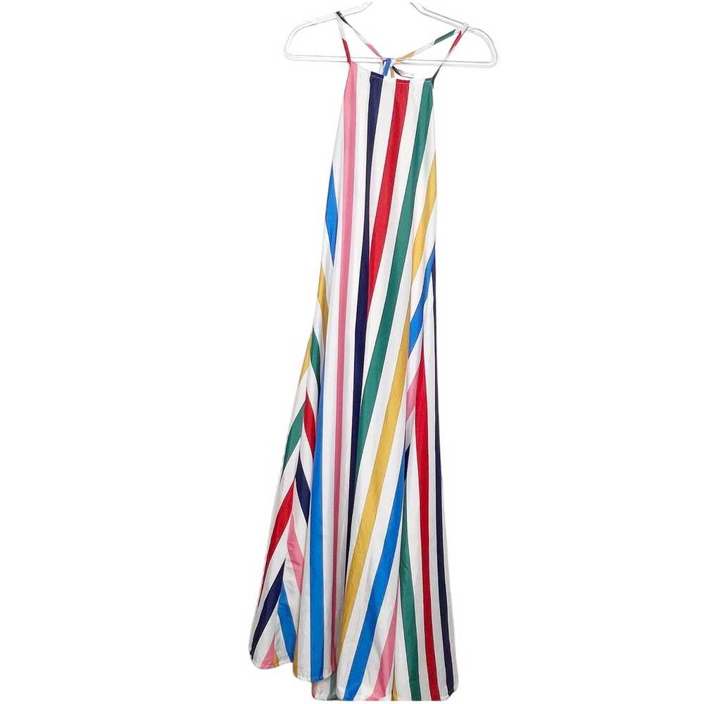 Backless Striped Halter Maxi Dress Tie-Neck Sleev… - image 2