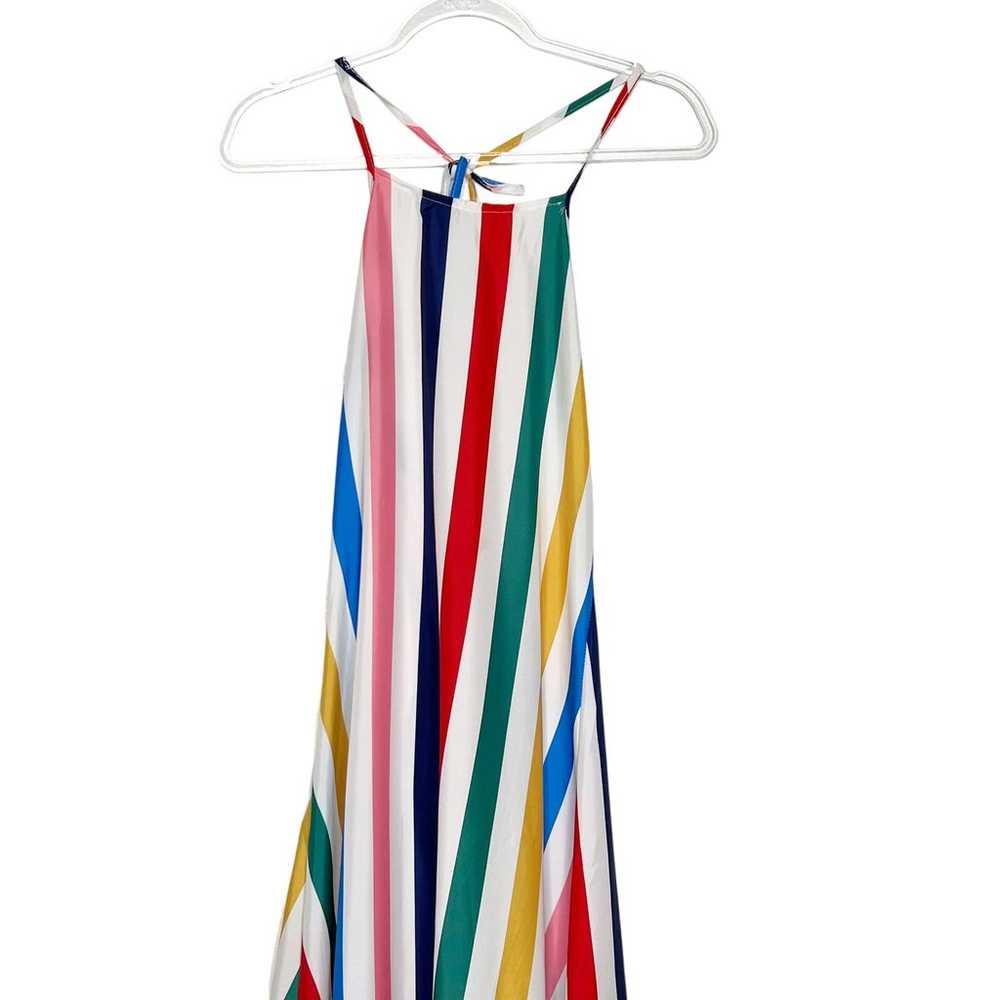 Backless Striped Halter Maxi Dress Tie-Neck Sleev… - image 3