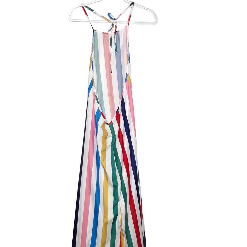 Backless Striped Halter Maxi Dress Tie-Neck Sleev… - image 4