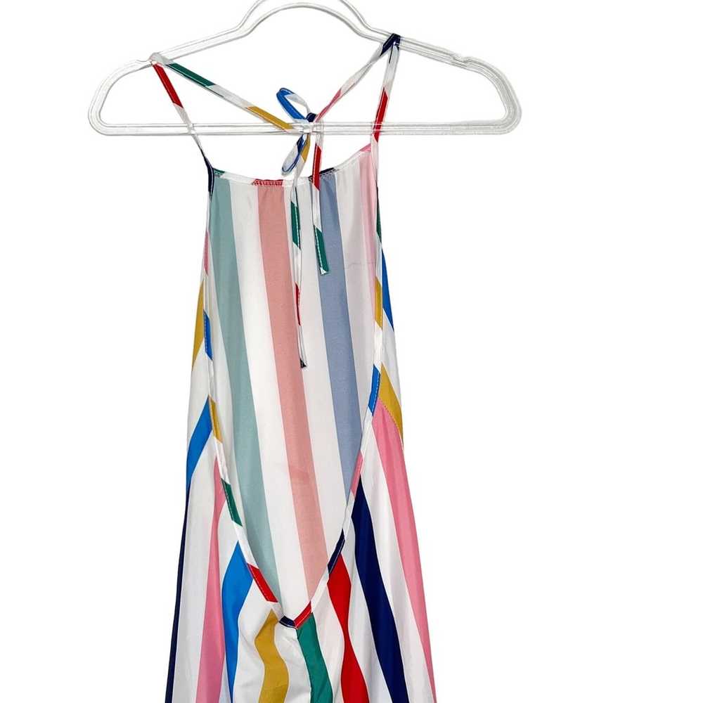 Backless Striped Halter Maxi Dress Tie-Neck Sleev… - image 5