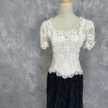 1980s total embroidery antique lace classical one-